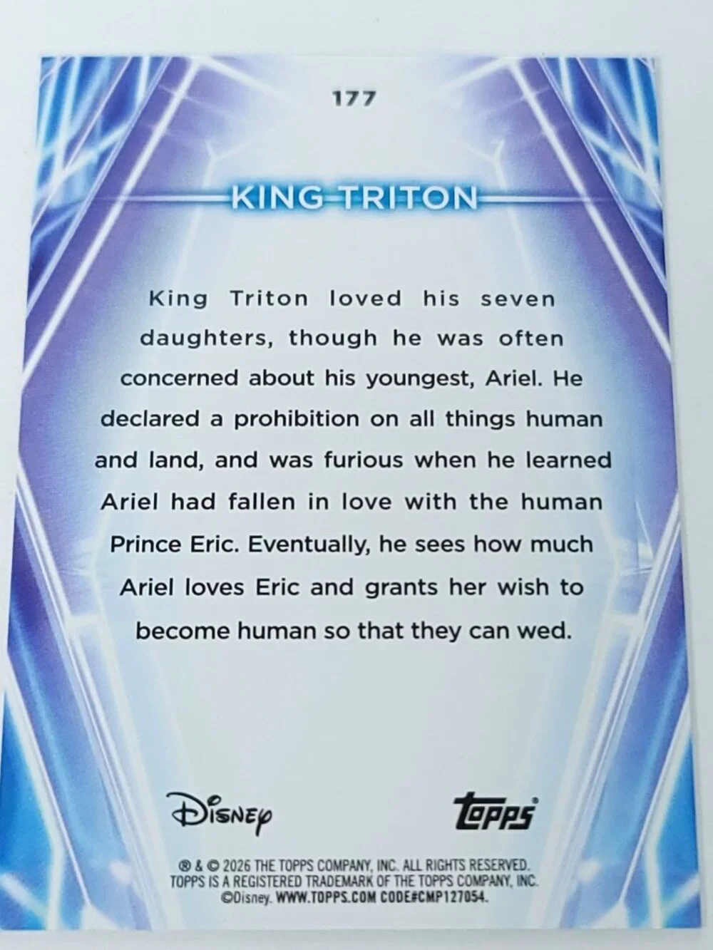 King Triton Topps 2026 Disney Neon Holo Parallel Refractor Limited 046/199 - Picture 4 of 4